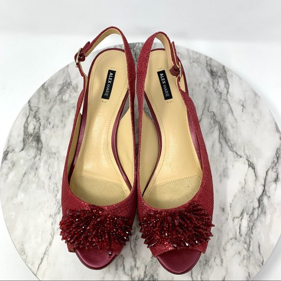 burgundy sling back shoes